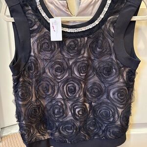 Black Embellished Sleeveless Blouse